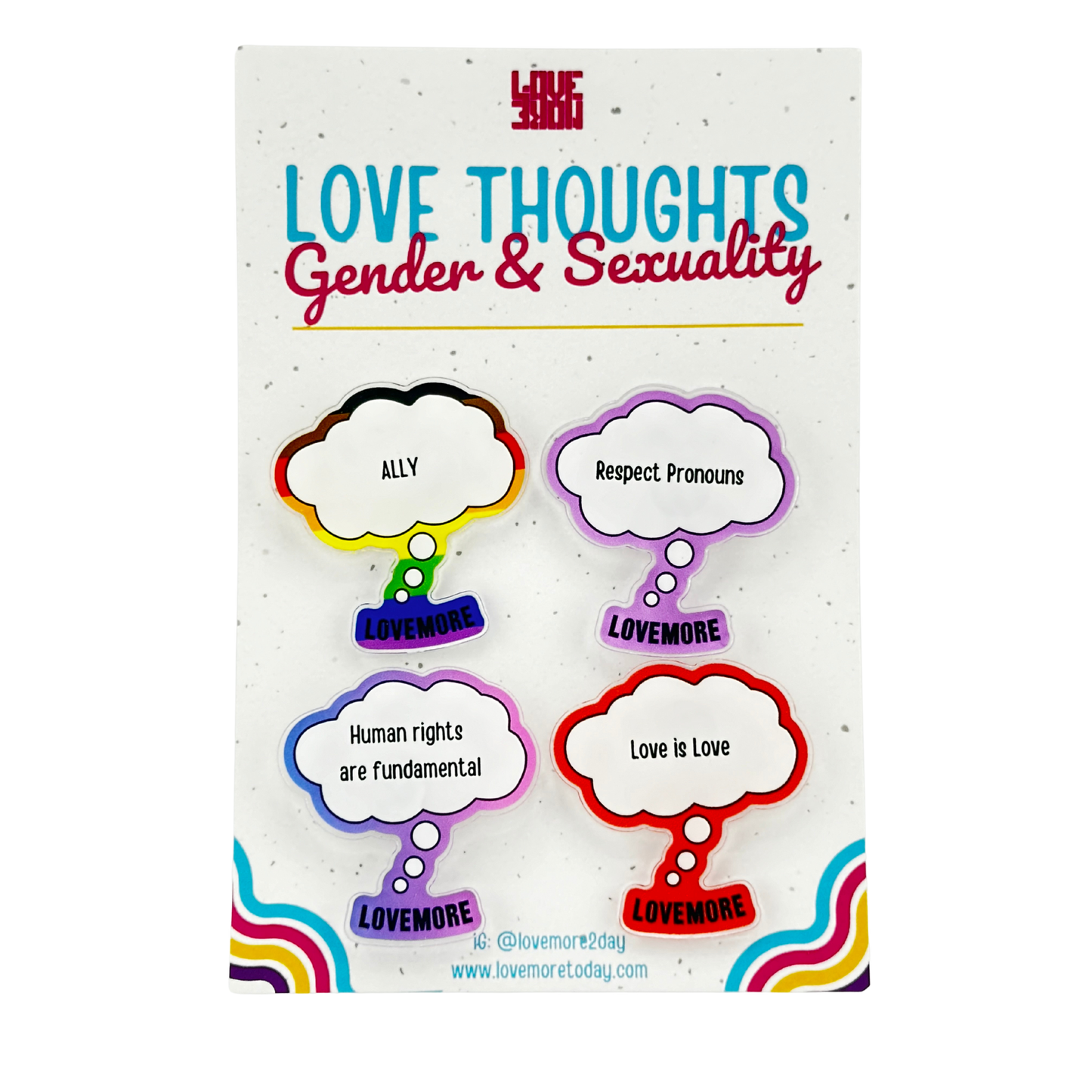 PIN BADGES: LOVE THOUGHTS Gender & Sexuality 4-Pack Bundle