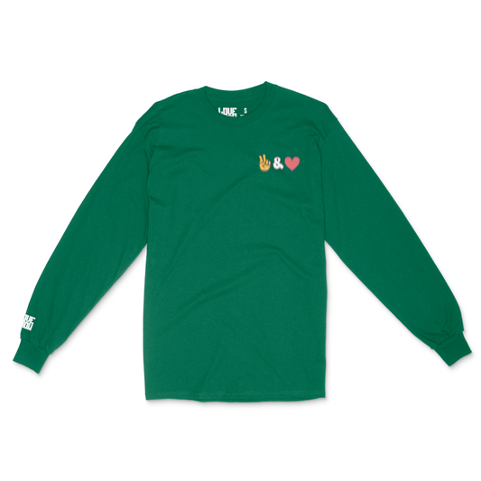 PEACE & LOVE (FOREST GREEN) Long-Sleeve Unisex T-Shirt