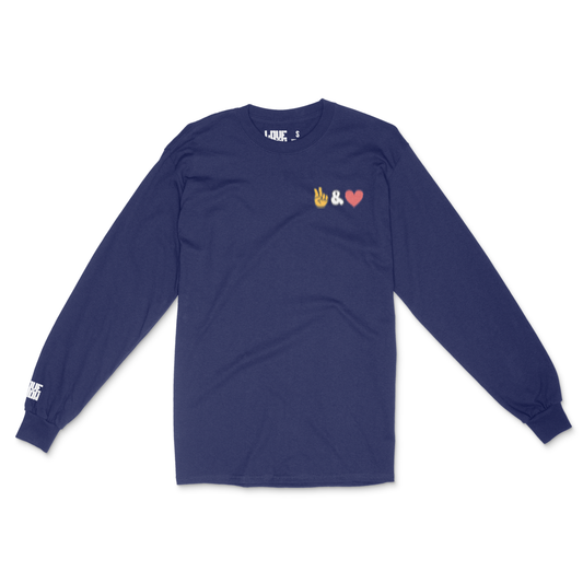 PEACE & LOVE (NAVY) Long-Sleeve Unisex T-Shirt